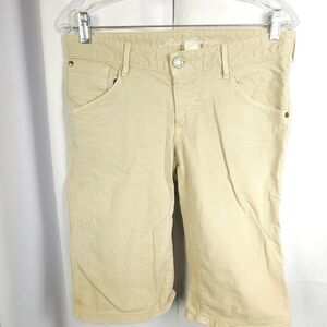 Eddie Bauer Womens 6 32x13‎ Beige Cream Denim Bermuda Jean Shorts Jhorts